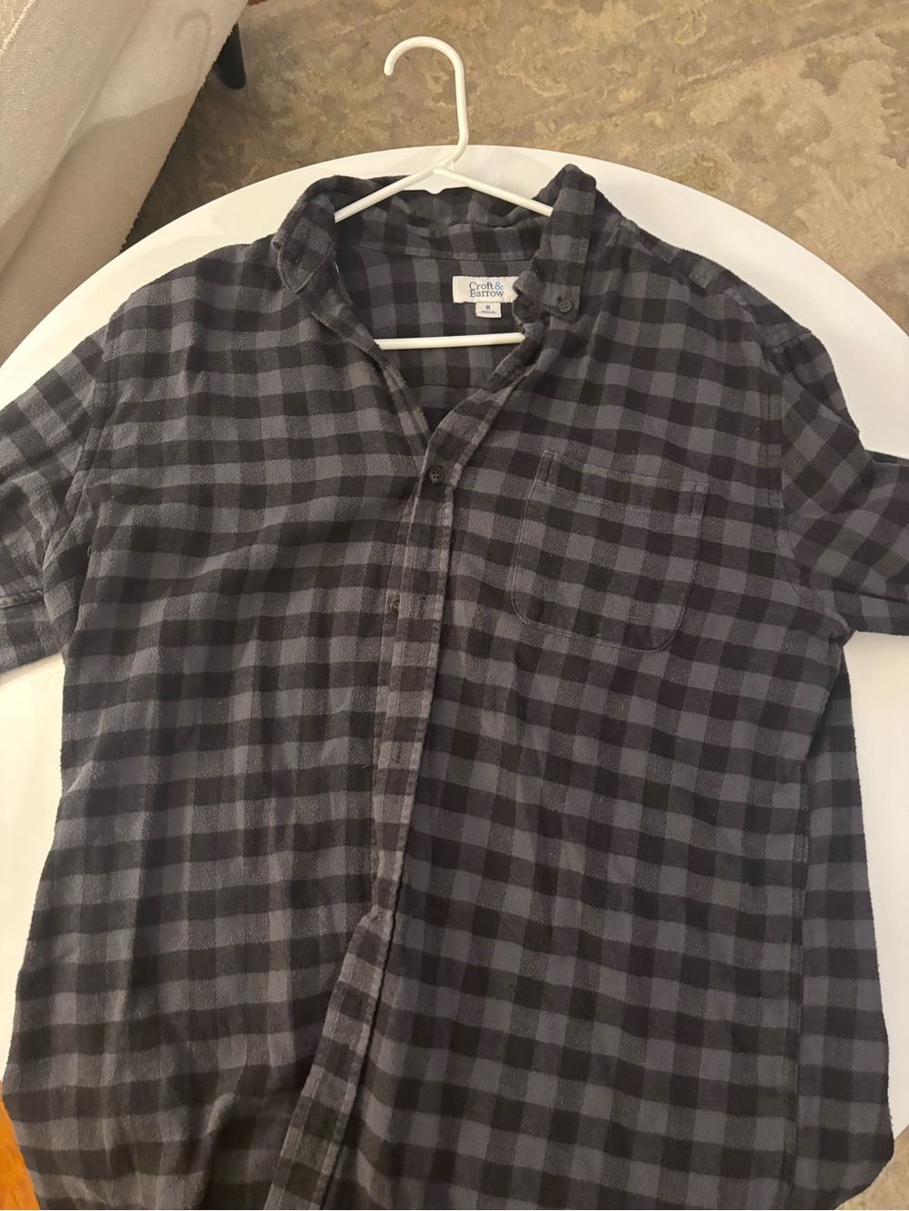 Men's Long-Sleeve Plaid Button-Up Shirt - Gray/Black